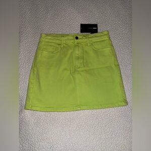 Green denim skirt